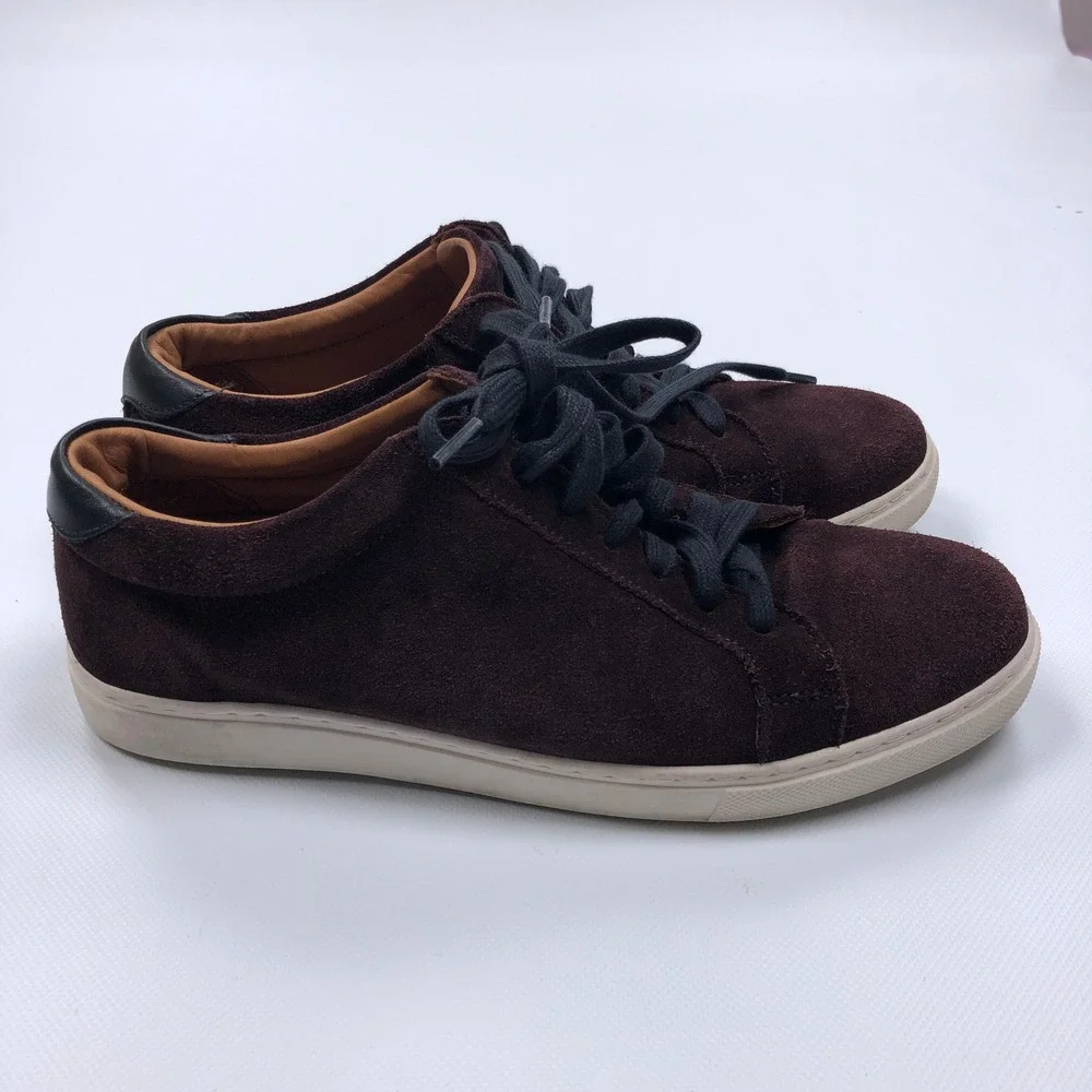 Allen Edmonds Courtside Mens 7.5 E Burgundy Suede Low Top Sneakers 5642
